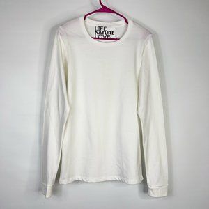 Free City Life Nature Love Womens T-Shirt White Long Sleeves Crew Neck Tee S New